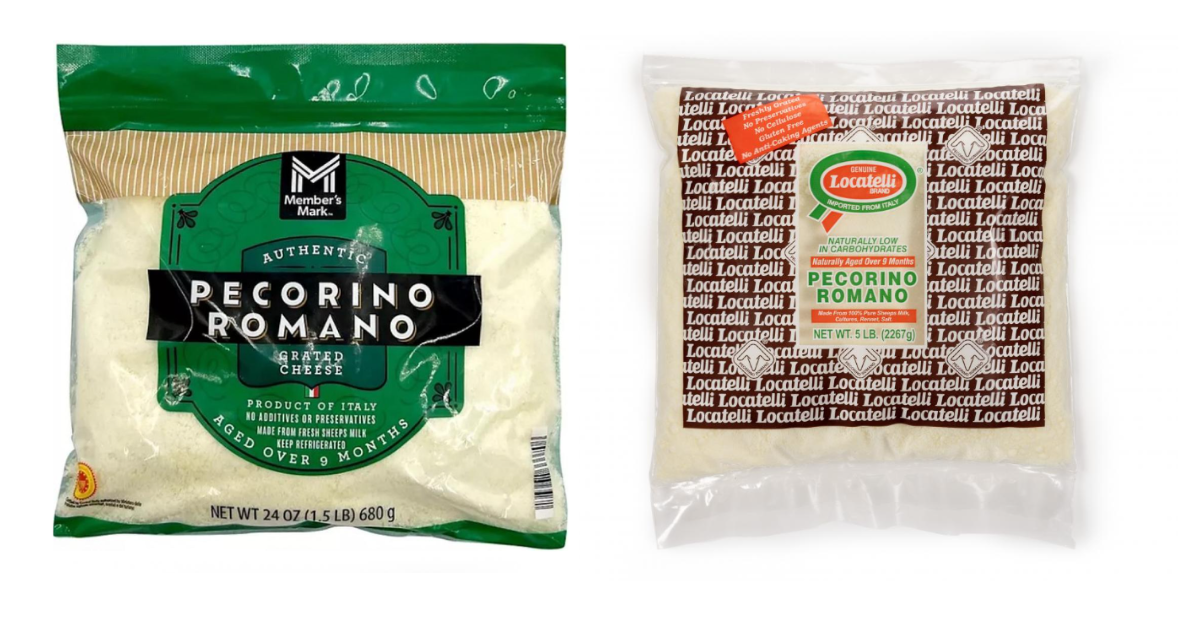 Two of the cheeses that are being recalled are shown side-by-side