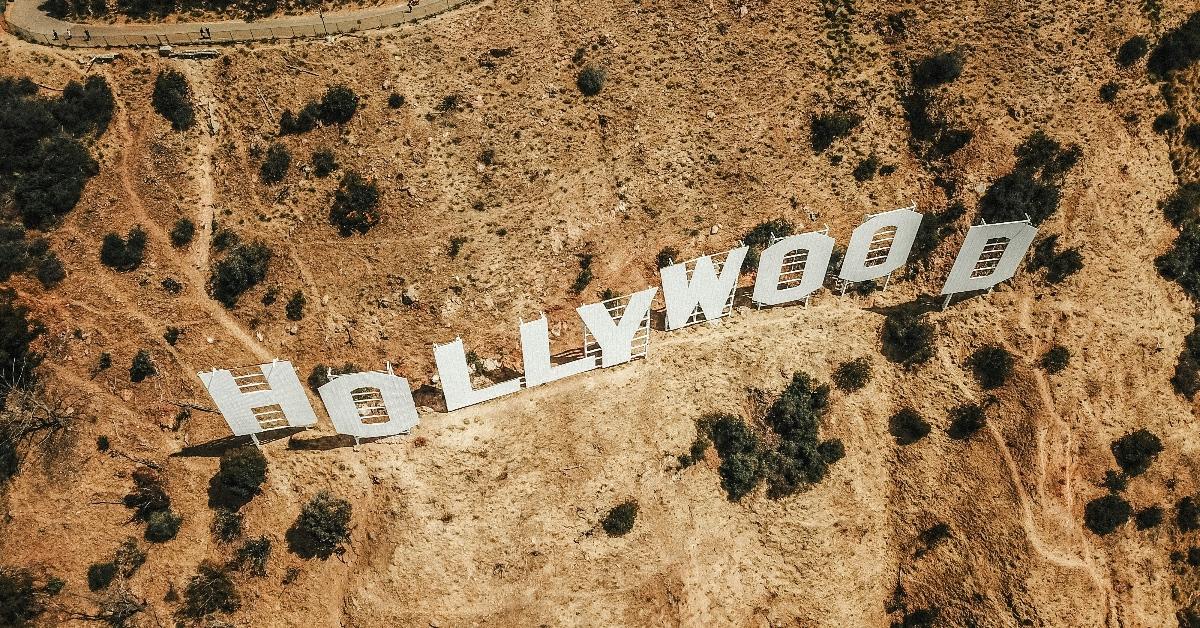 View of the Hollywood sign from the air. 