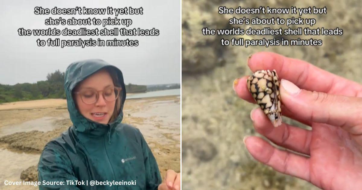 A woman picking up a venomous snail. (Cover Image Source: TikTok | @beckyleeinoki)