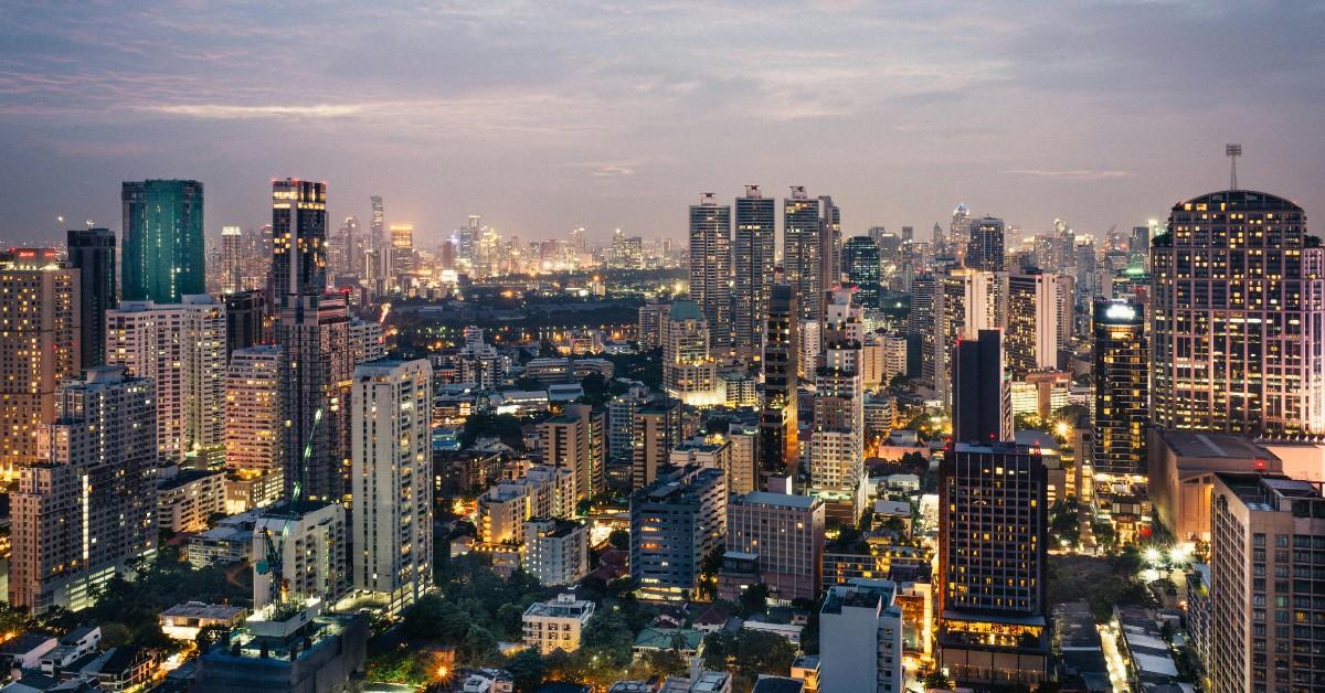 The Bangkok city skyline at dusk