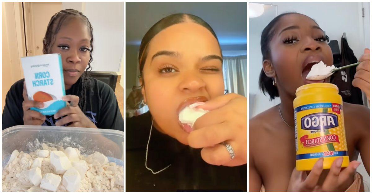 women eating cornstarch on tiktok