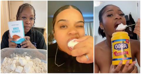 women eating cornstarch on tiktok