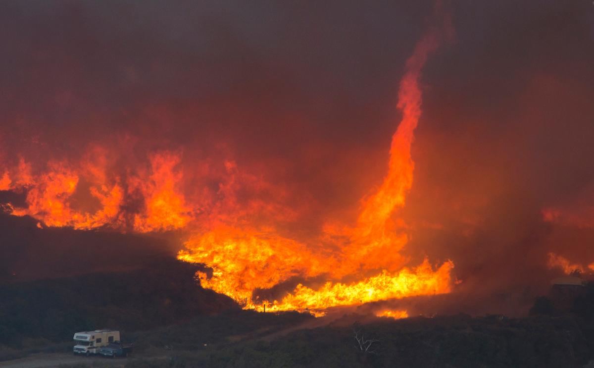 Wildfire blazing out of control