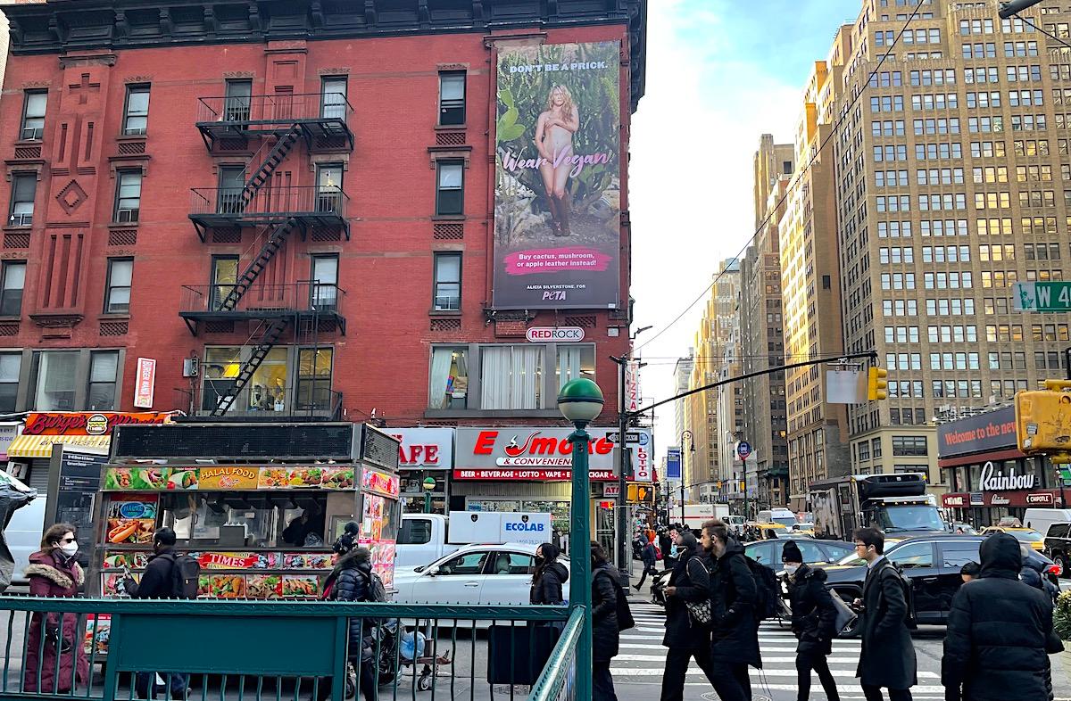 Alicia Silverstone PETA Ad in Times Square, New York City