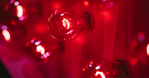 A wall of red lights glows hot