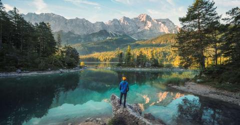 A hiker admiring a forest of trees with a volcanic mountain in the background. (Representative Cover Image Source: Getty Images | Smileus)