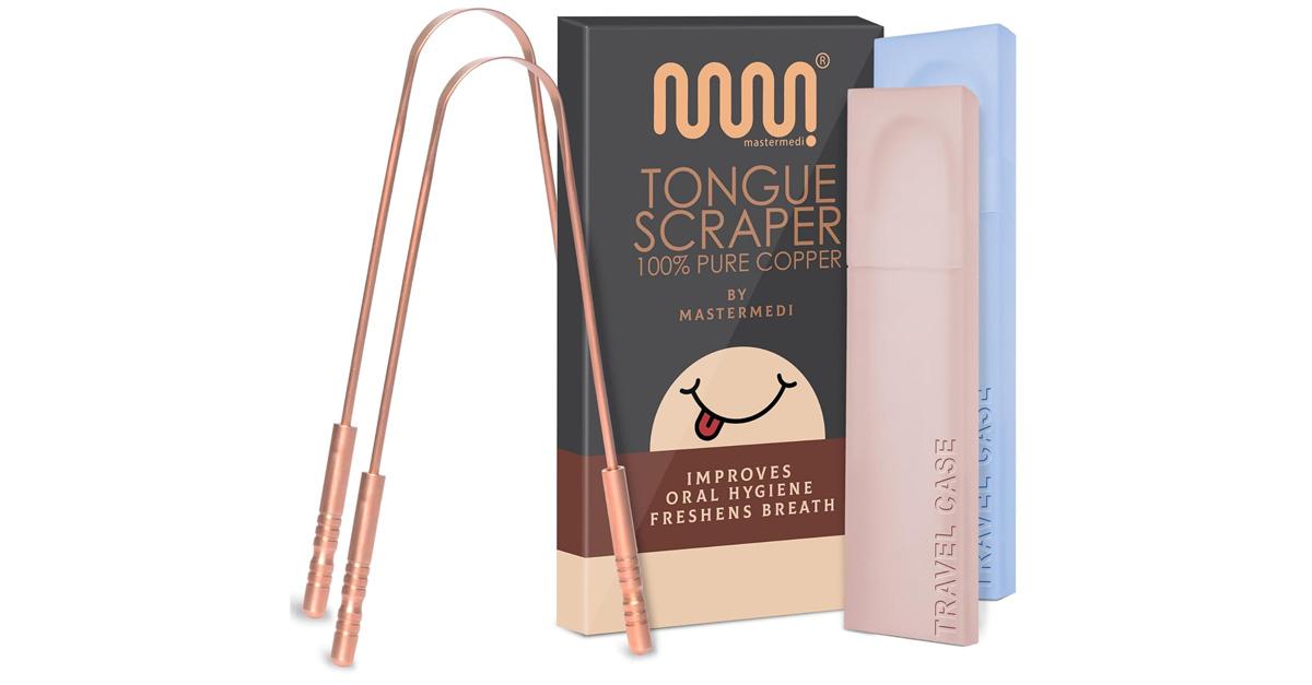 copper tongue scrapers with carrying cases