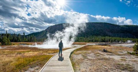 A tourist walking in Yellowstone National Park (Representative Cover Image Source: Getty Images | imageBROKER | Mara Brandl)