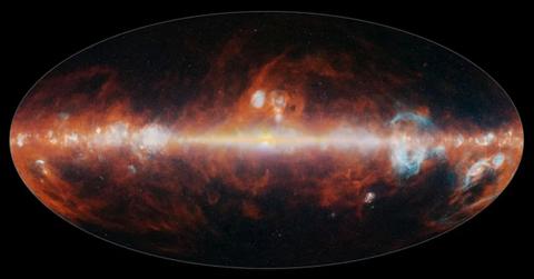 NASA's SPHEREx has mapped the entire sky in 102 infrared colors. This image features a selection of colors emitted primarily by stars and cosmic dust. (Cover Image Source: NASA/JPL-Caltech)