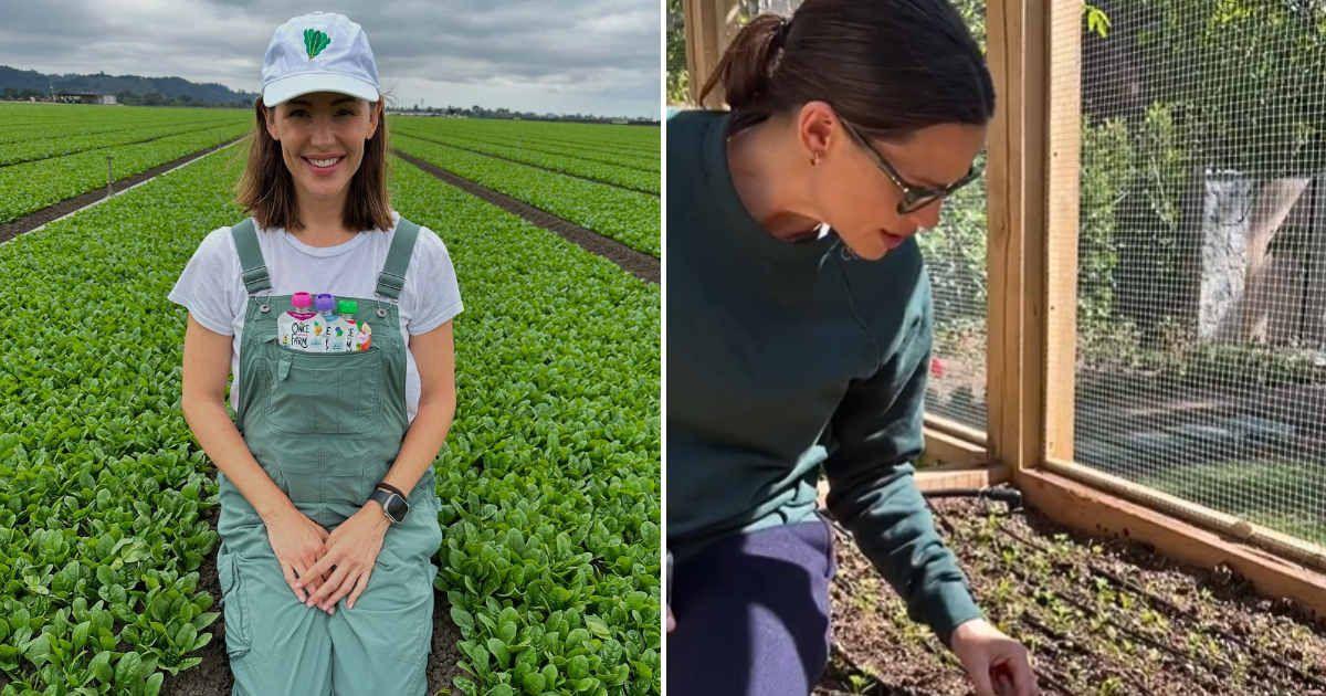 (L) The actress on her farm. (R) Jennifer Garner sings to her carrot bed in her LA garden. (Cover Image Source: Instagram | @jennifer.garner)
