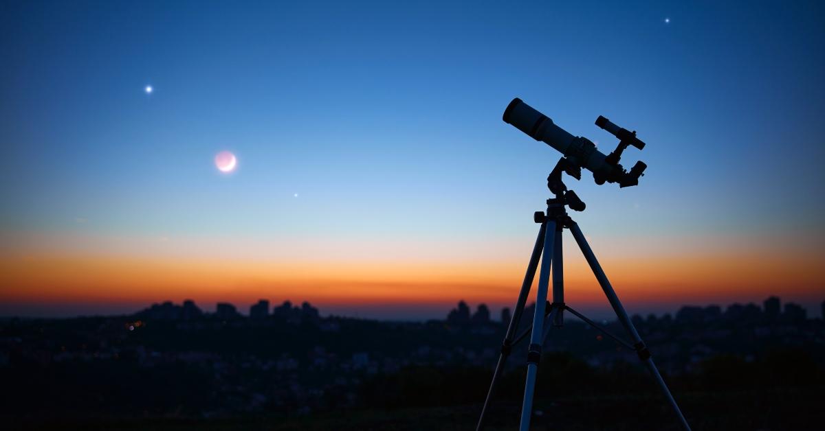 A telescope looking into space. 