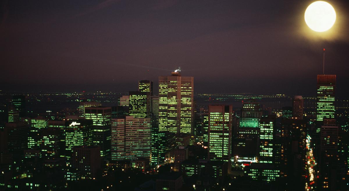 The moon over a city