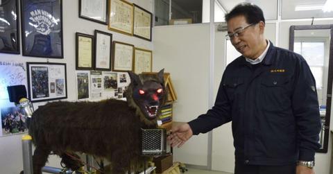 Yuji Ota, President of Ohta Seiki with Monster Wolf (Cover Image Source: Kyodo)