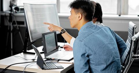 man working on computer