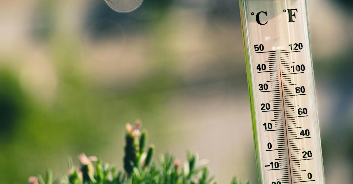 A thermometer sits outside