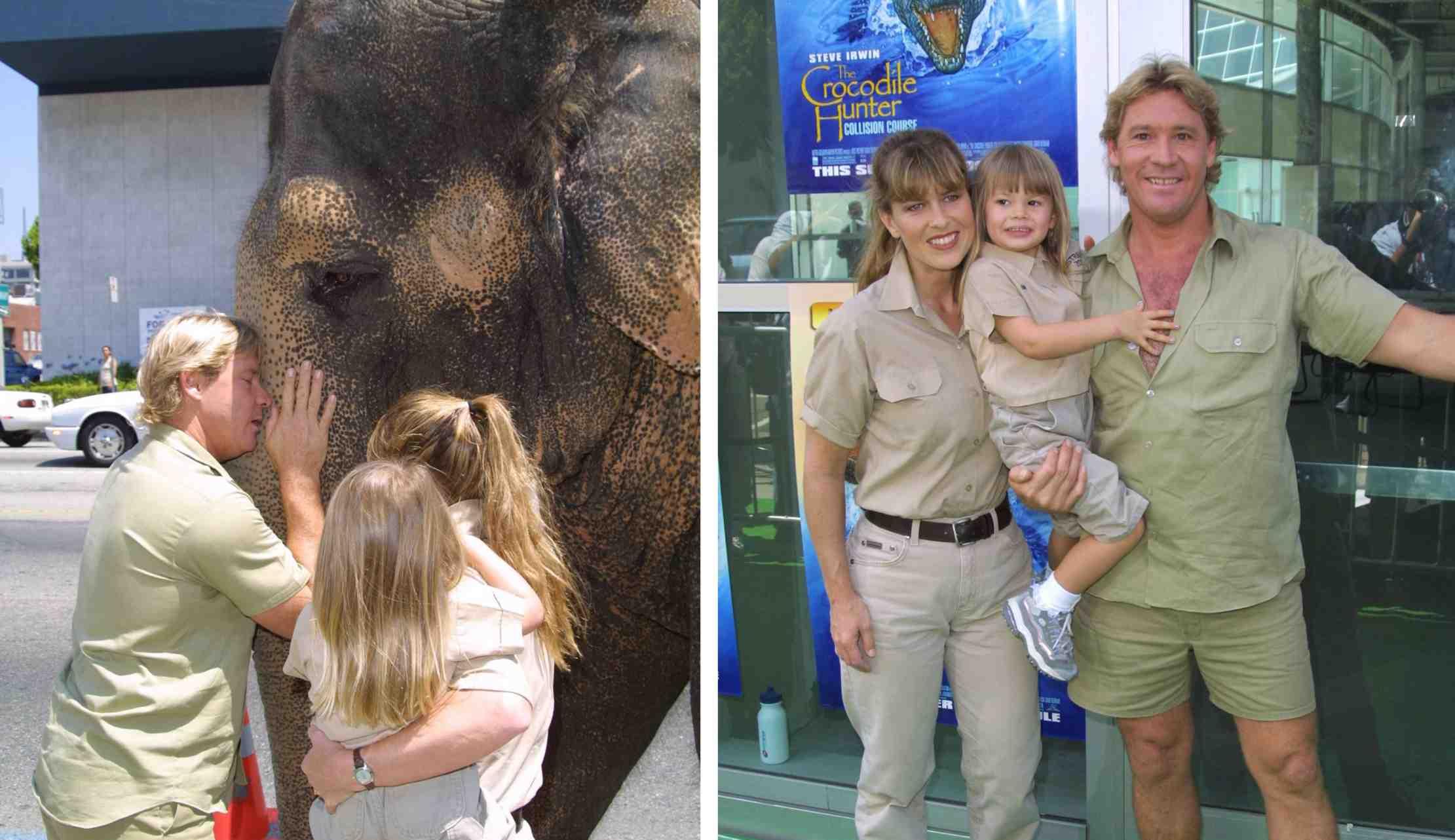 Steve Irwin, Terri Irwin, and Bindi Irwin appear at The Crocodile Hunter premiere in June 2002.