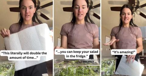 Woman shares a brilliant hack to keep the salad fresh. (Cover Image Source: TikTok | @hairbyashleef)