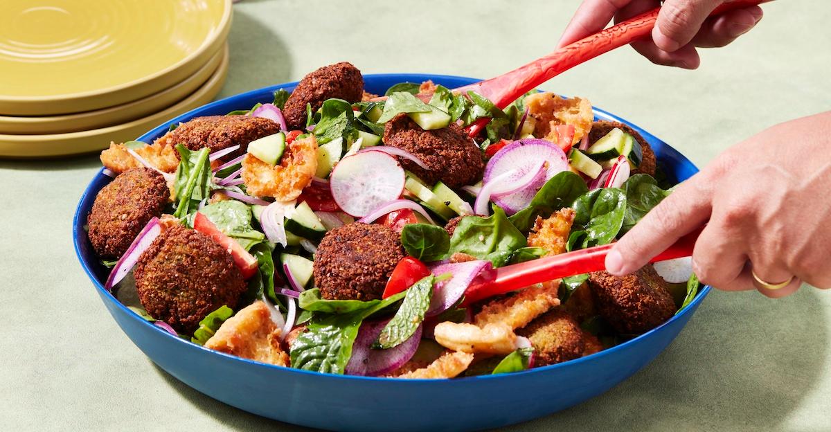 A heaping bowl of MadeGood's fattoush.