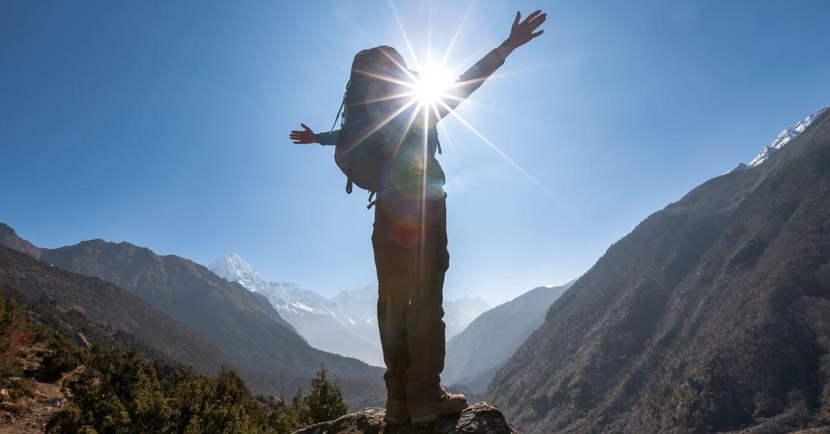 Person hiking Mount Everest