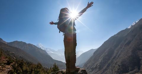 Person hiking Mount Everest