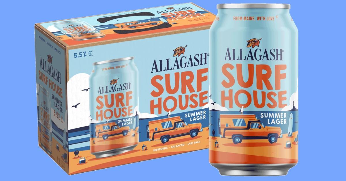 Box and can of Allagash Brewing Company's Surf House Summer Lager