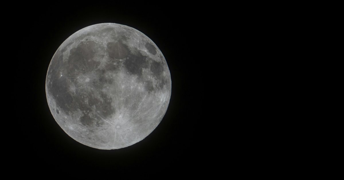 A closeup of the moon against the dark night sky