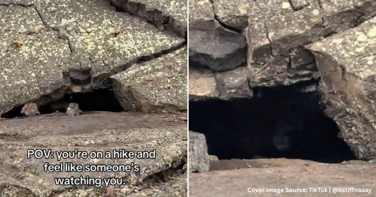 Screenshots of a scary face inside a dark cave. (Cover Image Source: TikTok | @itstiffnaaay)