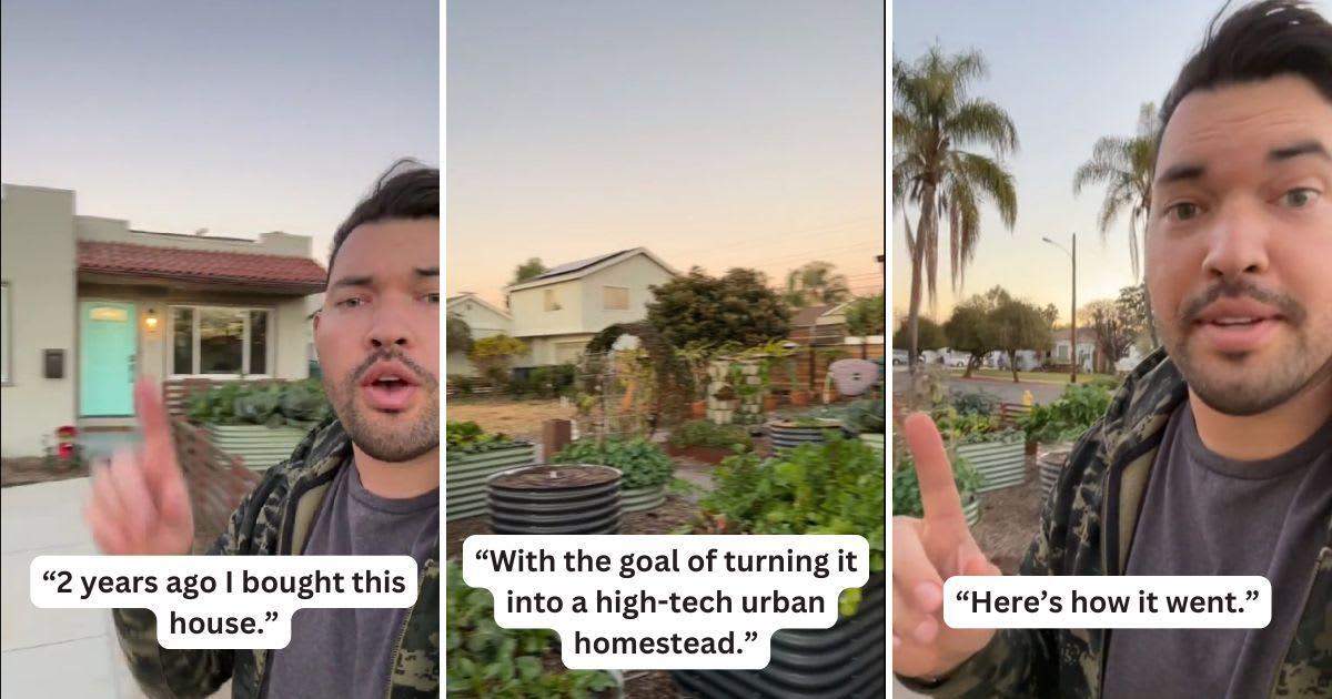 Man buys San Diego home and turns into a sustainable haven. (Cover Image Source: TikTok | @epicgardening)