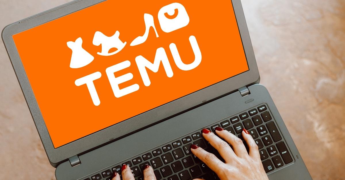 Person using a computer with TEMU on the screen.