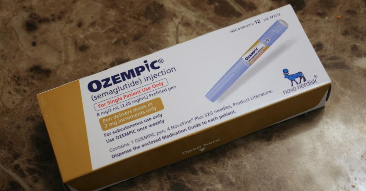 A closeup of a box of Ozempic