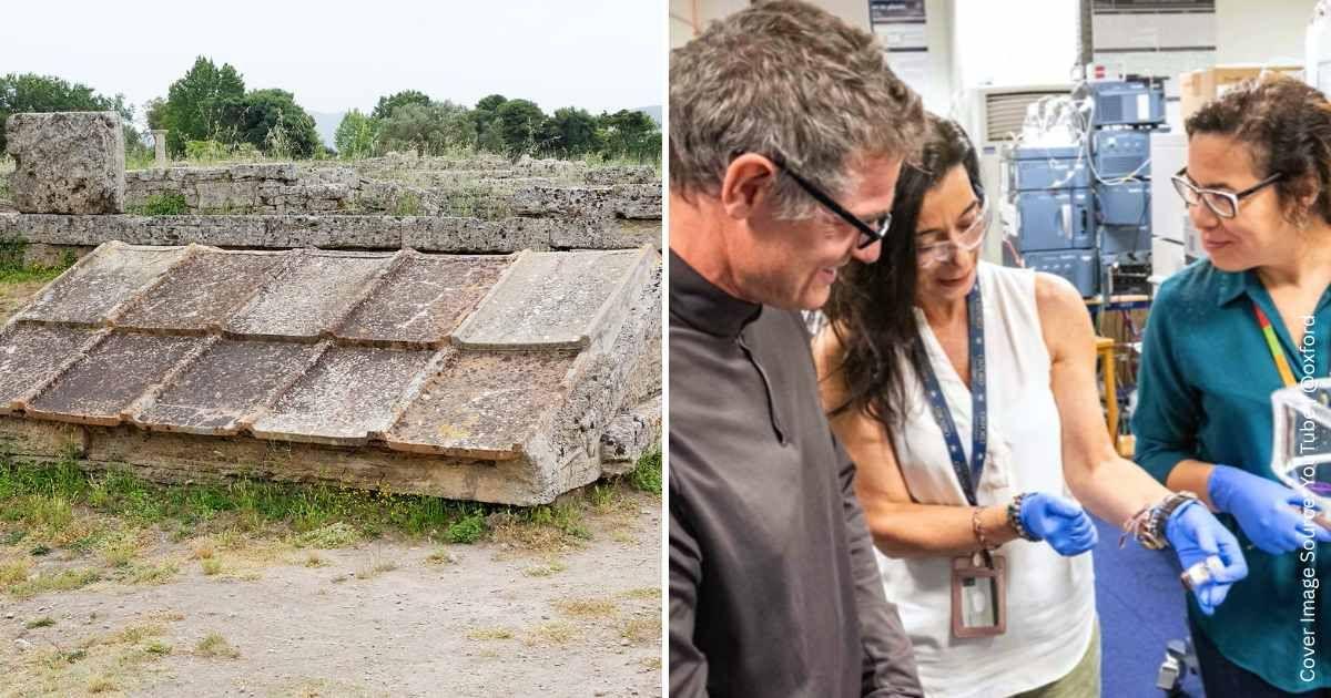 (L) Paestum shrine in Italy. (Representative Cover Image Source: Getty Images | Ajber) | (R) Scientists examining the sticky substance found in the shrine. (Cover Image Source: YouTube | @oxford)
