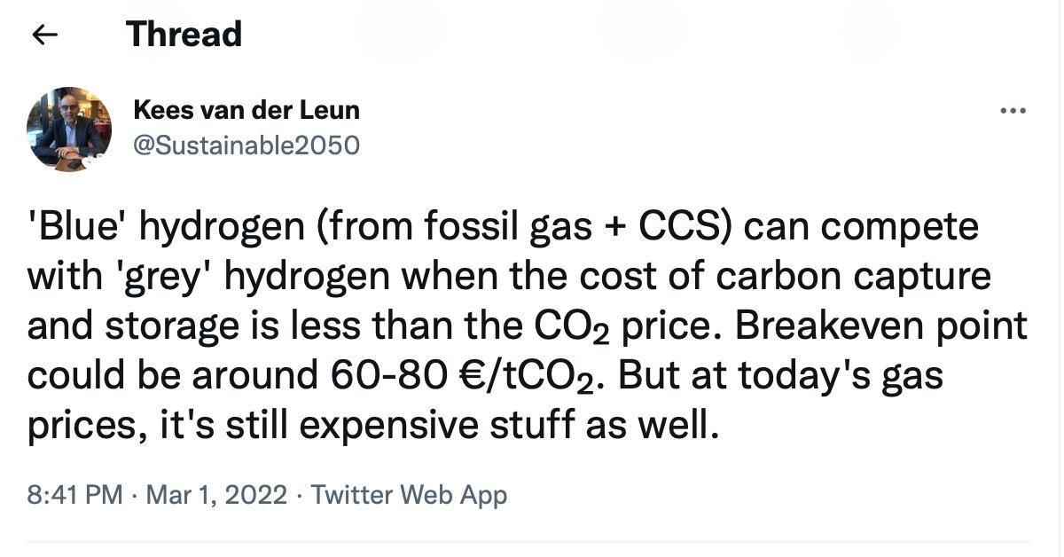 A tweet about blue hydrogen