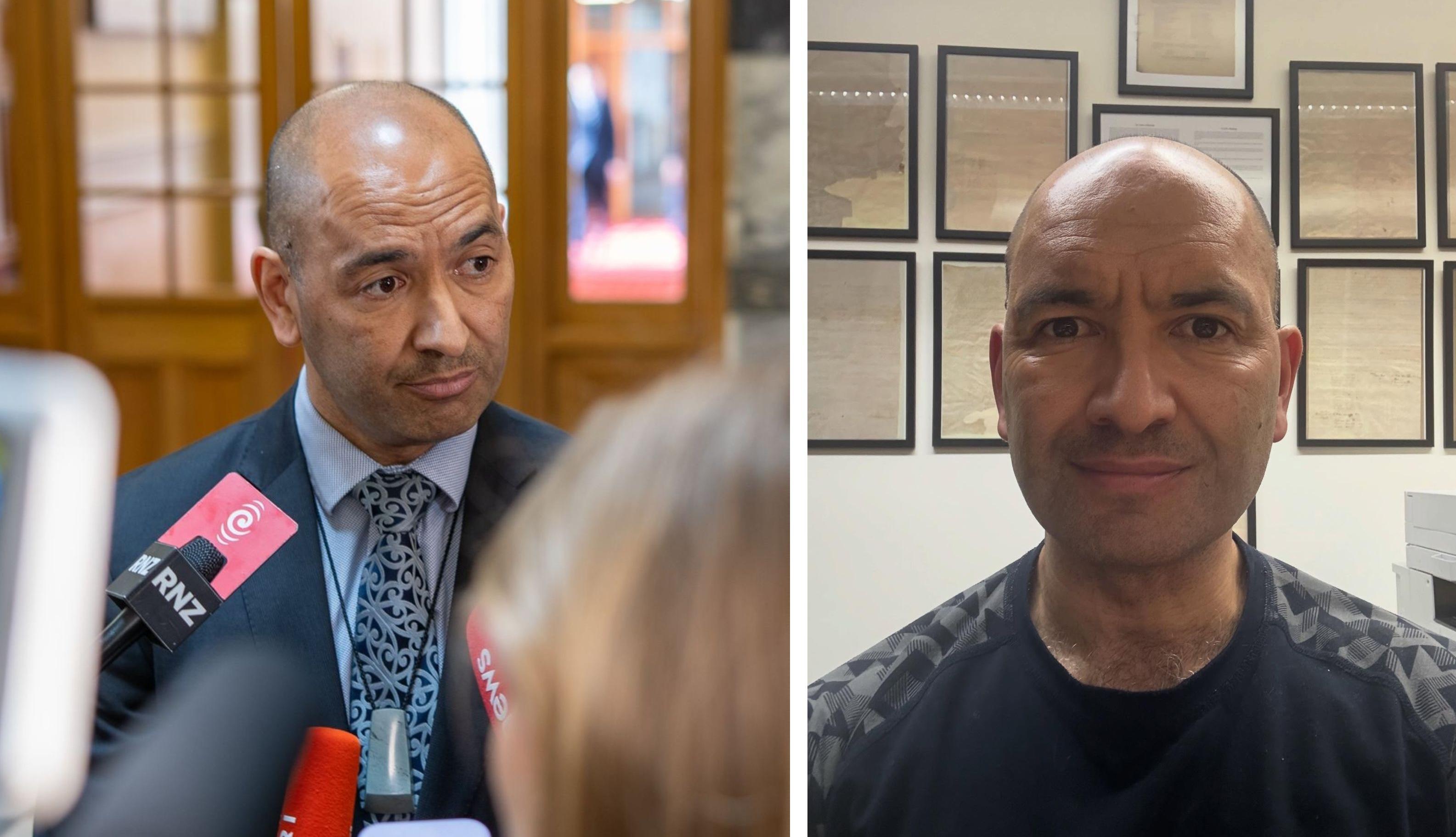 New Zealand’s Conservation Minister, Tama Potaka, is pictured being interviewed and while taking a selfie.