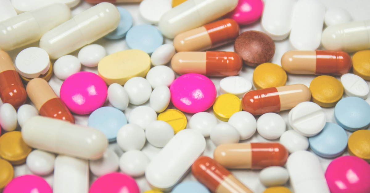 A pile of colorful pills