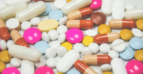 A pile of colorful pills