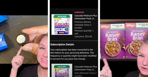TikTok user realmelissasimo provides three examples of popular products that have undergone shrinkflation.