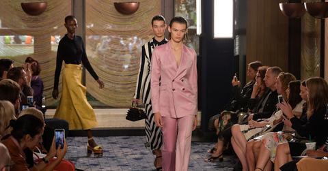 Models wearing Gabriela Hearst at New York Fashion Week in September 2017