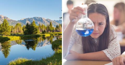 (L) The Grand Teton National Park, Wyoming; (R) A Teenage girl in high school chemistry class experimenting. (Representative Cover Image Source: Getty Images | (L) Peter Adams; (R) Westend61)