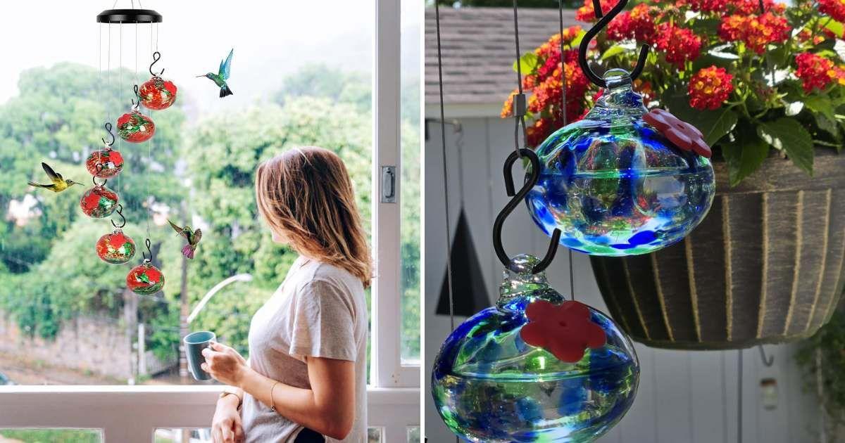 Hummingbird feeder from the HEADAK Life Store that resembles a wind chime (Cover Image Source: Amazon)