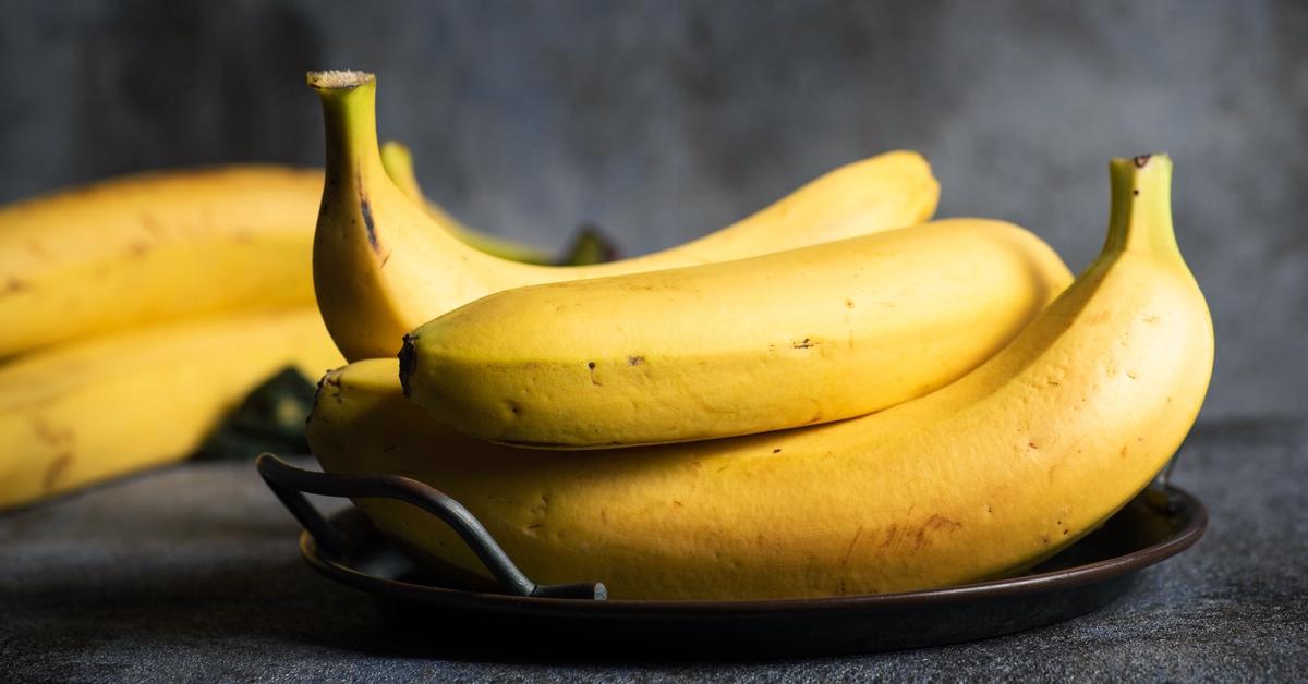 Bananas on a table. 