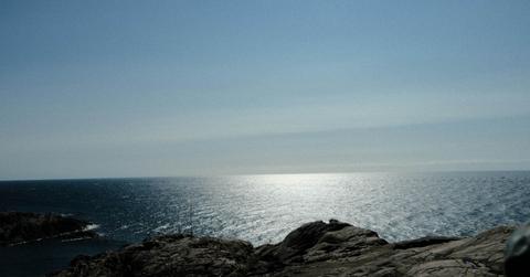 A rocky terrain overlooks the North Sea.