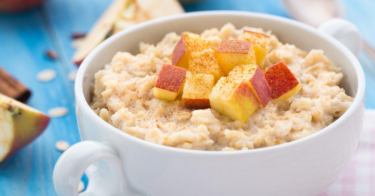 oatmeal in a bowl with apples