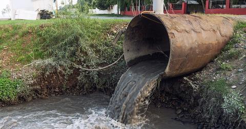 Wastewater pouring from a pipe