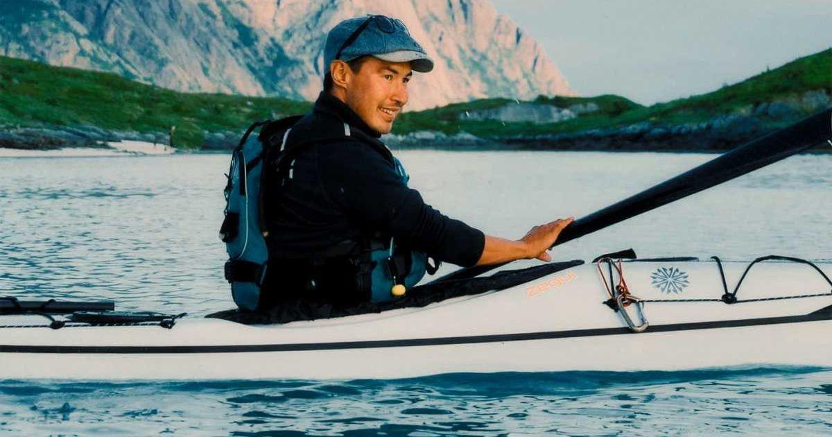 Inuit scientist Kristian Louis Jensen on a kayak. (Cover Image Source: Facebook | Kristian Louis Erni Jensen)