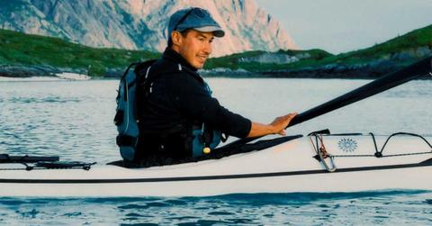 Inuit scientist Kristian Louis Jensen on a kayak. (Cover Image Source: Facebook | Kristian Louis Erni Jensen)