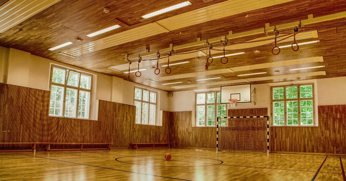 The inside of an empty school gym