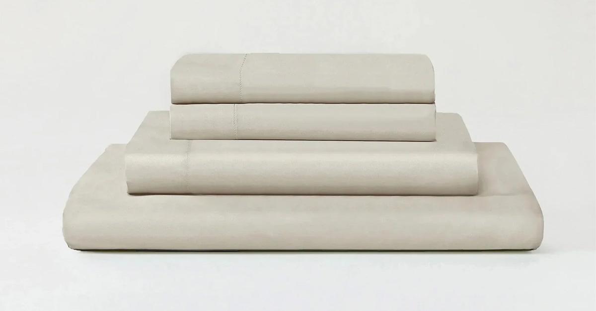 set of off-white bed sheets