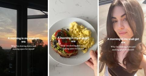 Screenshots from a snail girl era TikTok video.