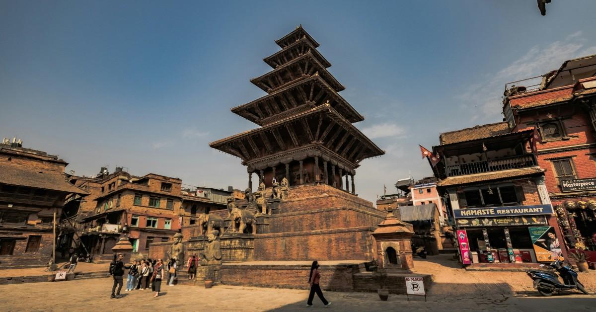 People walk around Katmandu, Nepal