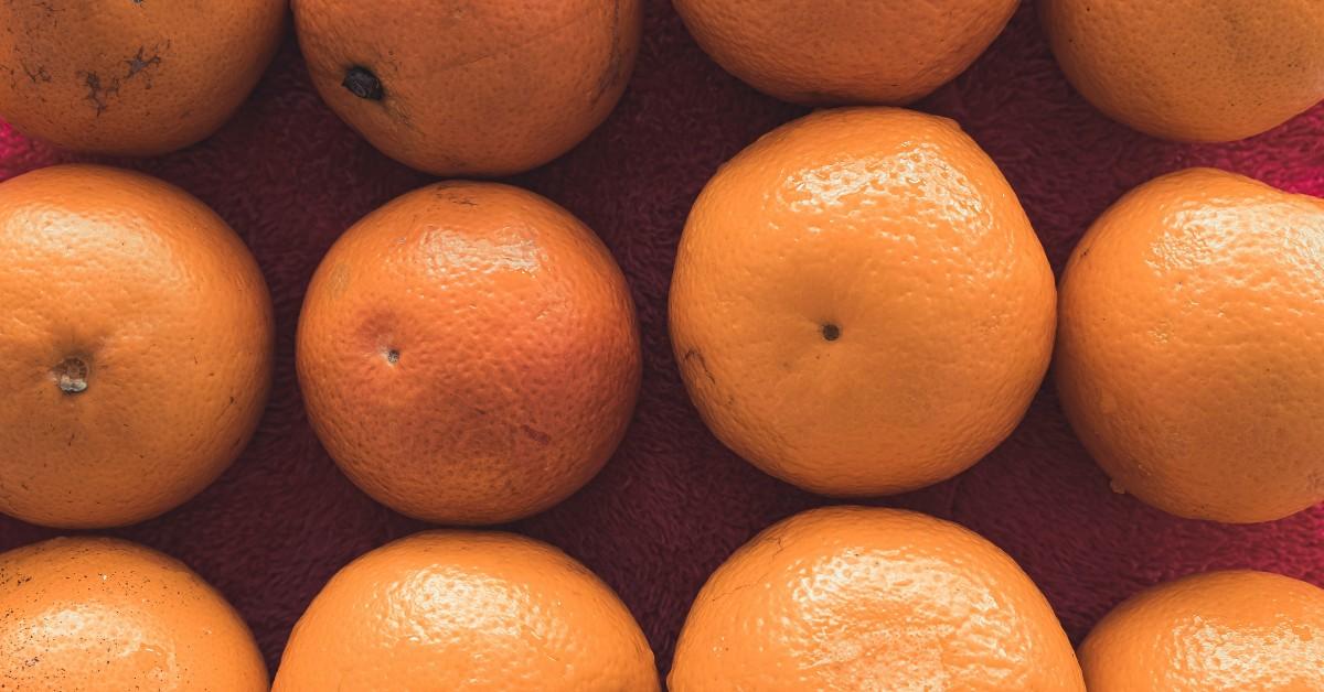 A close up of orange peels